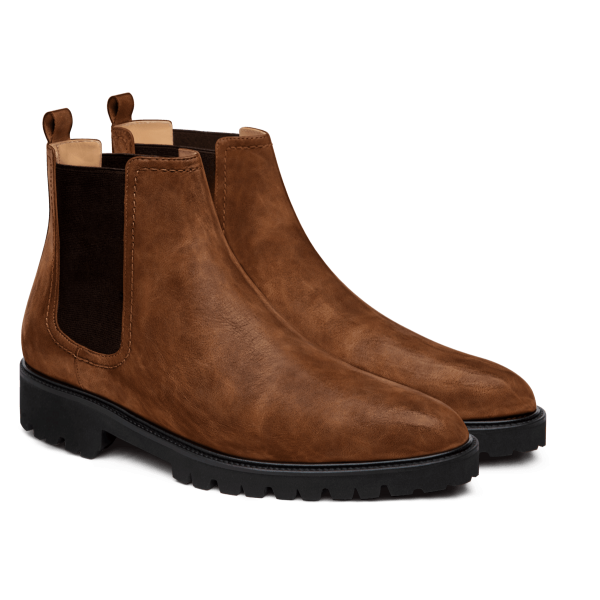 Men's Chelsea Boots - brown waxed leather