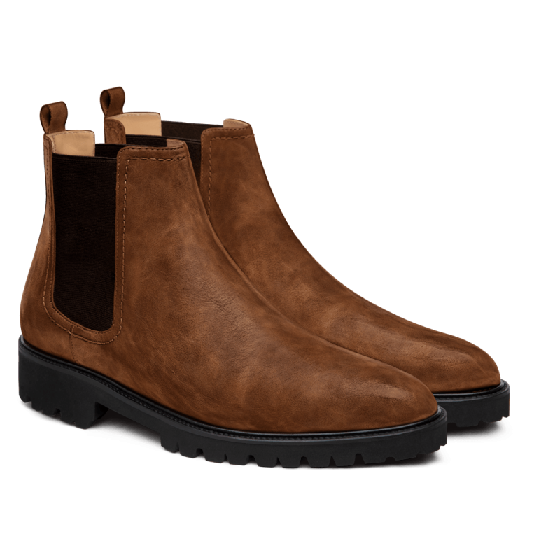 Men's Chelsea Boots - brown waxed leather