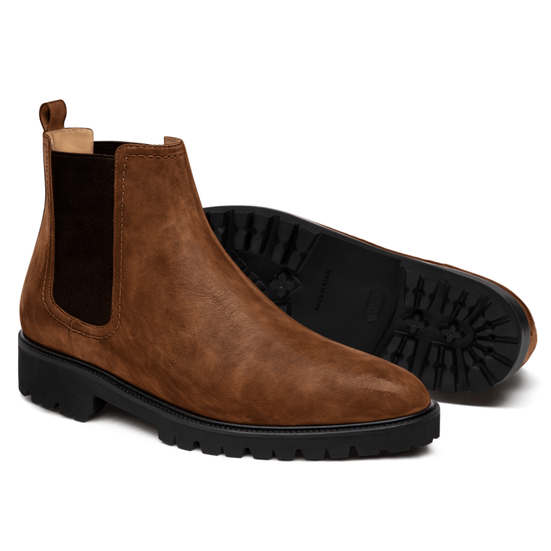 Men's Chelsea Boots - brown waxed leather