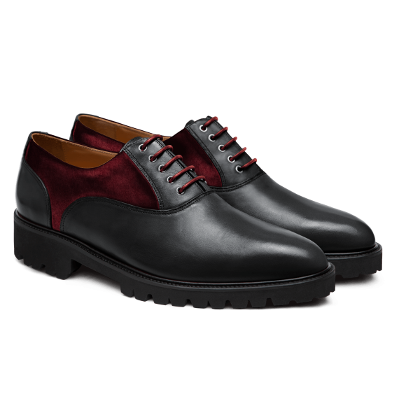 Oxfords - black & oxblood leather & tweed