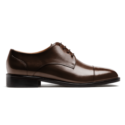 Cap toe Derby dress shoes - brown flora leather