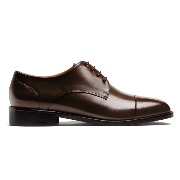 Cap toe Derby dress shoes - brown flora leather