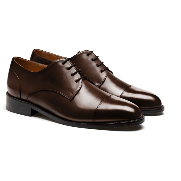 Cap toe Derby dress shoes - brown flora leather