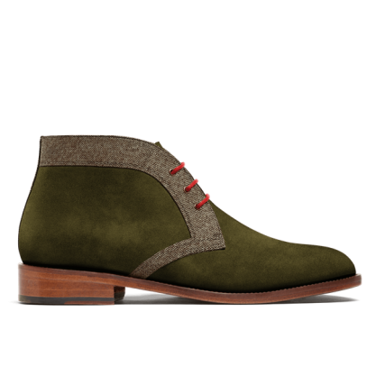 2 tone Chukka Boots - green & brown suede & tweed