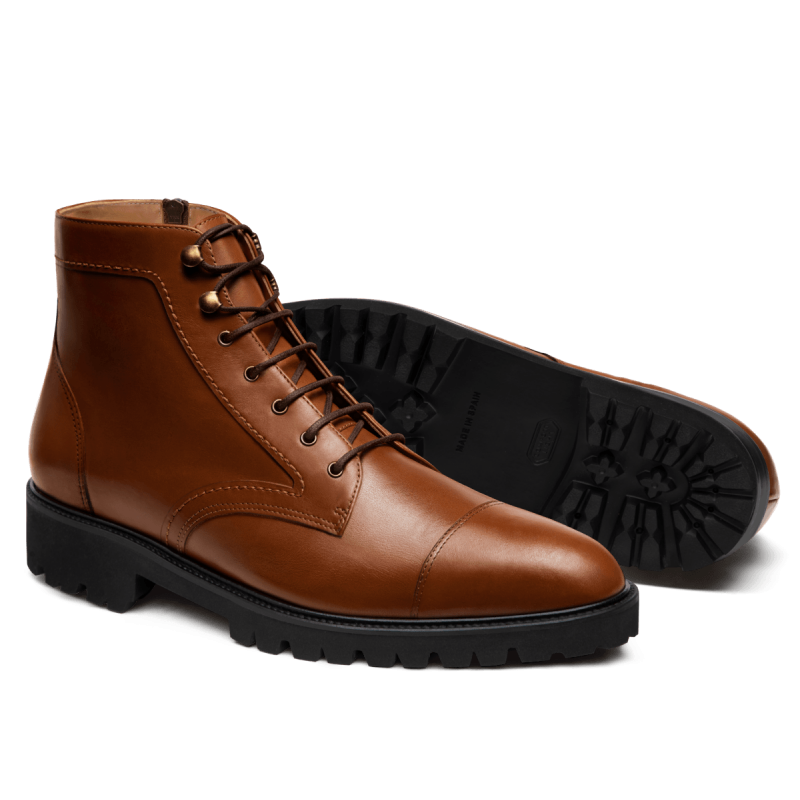 Cap toe Boots - brown italian calf leather