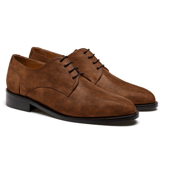 Derby shoes - brown waxed leather