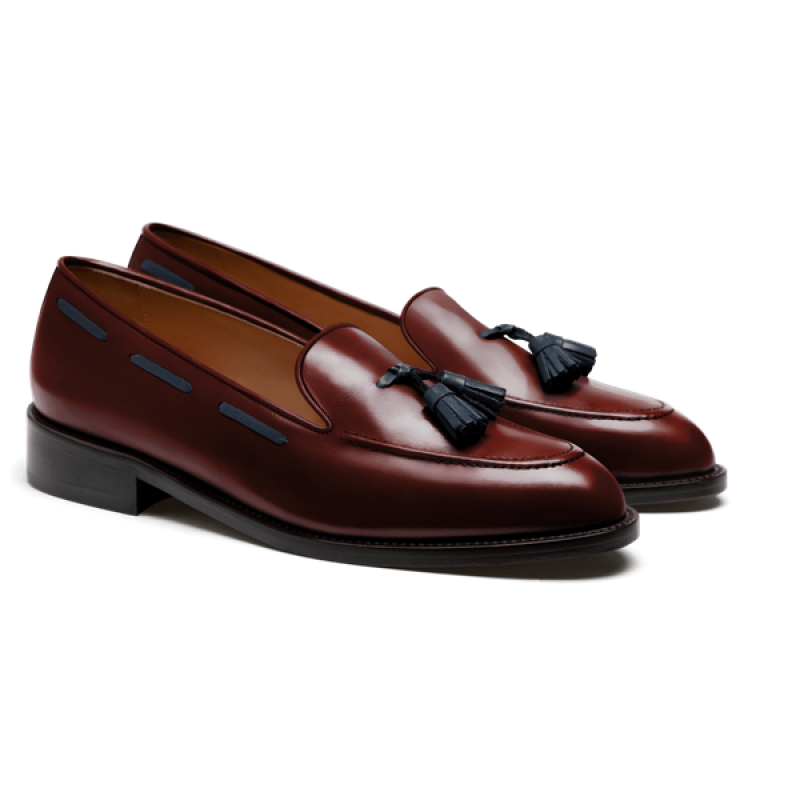 Tassel Loafer - burgundy flora leather