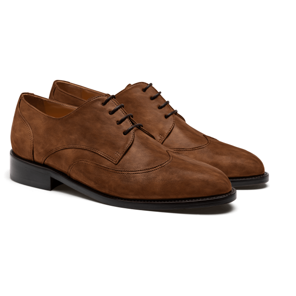 Wingtip Derbys - brown waxed leather