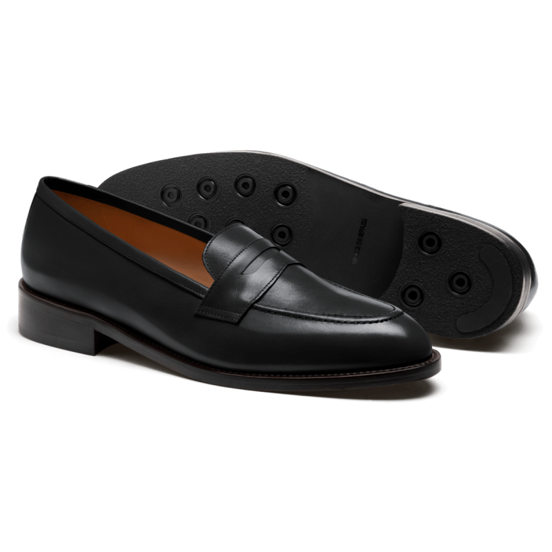 Cap toe Penny Loafer - black italian calf leather