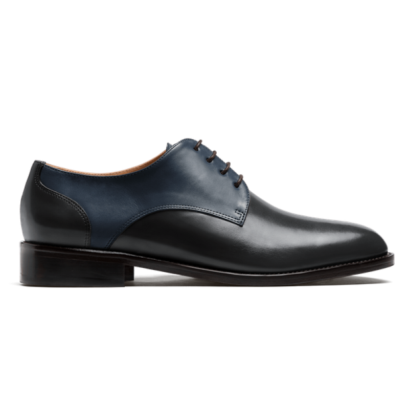 Derby shoes - black & blue leather