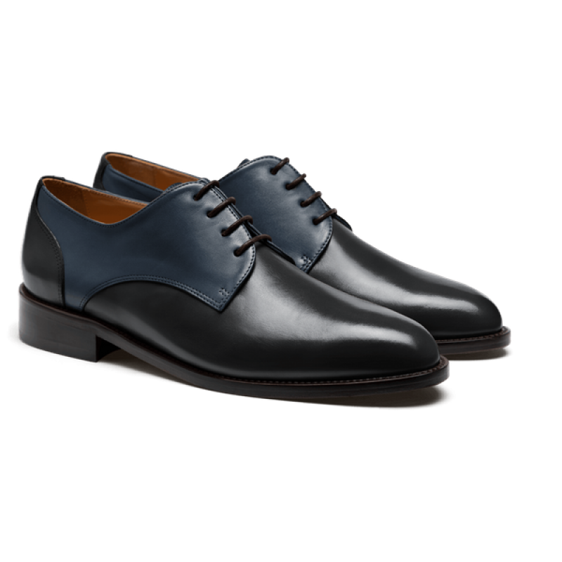 Derby shoes - black & blue leather