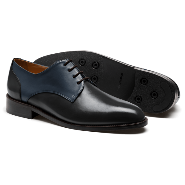 Derby shoes - black & blue leather