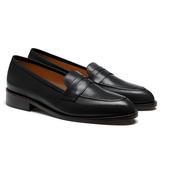 Cap toe Penny Loafer - black italian calf leather