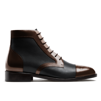 2 tone Boots - brown & black flora leather & leather