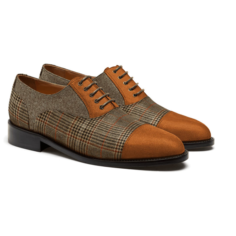 Cap toe Oxford dress shoes - brown suede & tweed