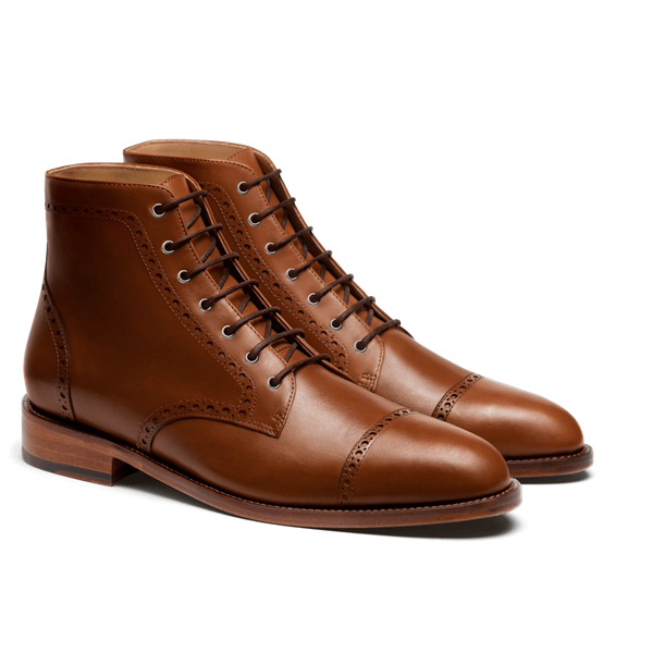 Brogue Men Boots - brown italian calf leather