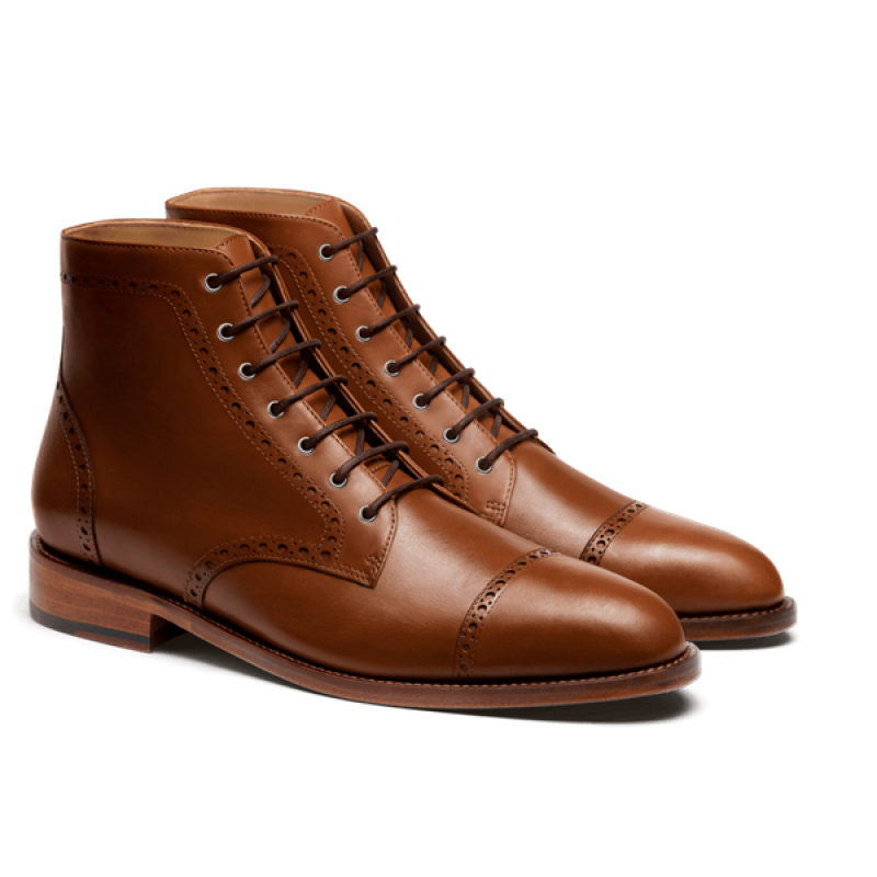 Brogue Men Boots - brown italian calf leather