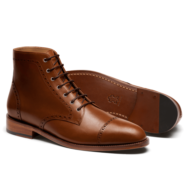 Brogue Men Boots - brown italian calf leather