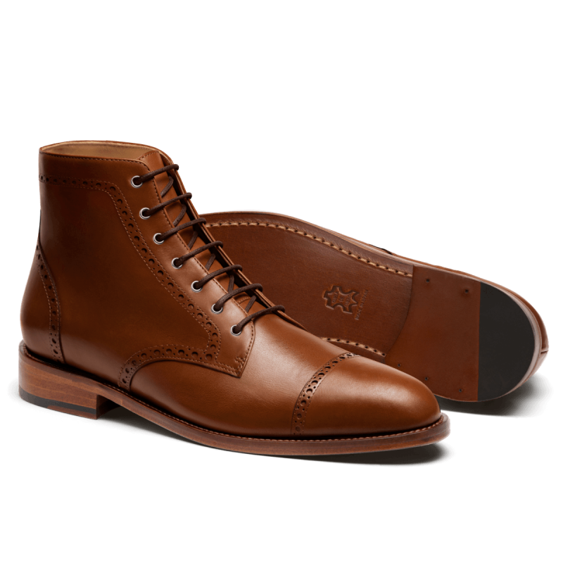 Brogue Men Boots - brown italian calf leather