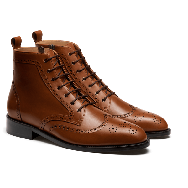 Brogue Men Boots - brown italian calf leather