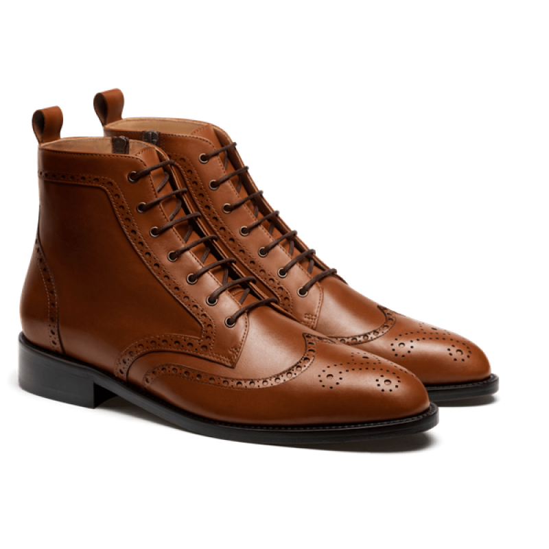 Brogue Men Boots - brown italian calf leather