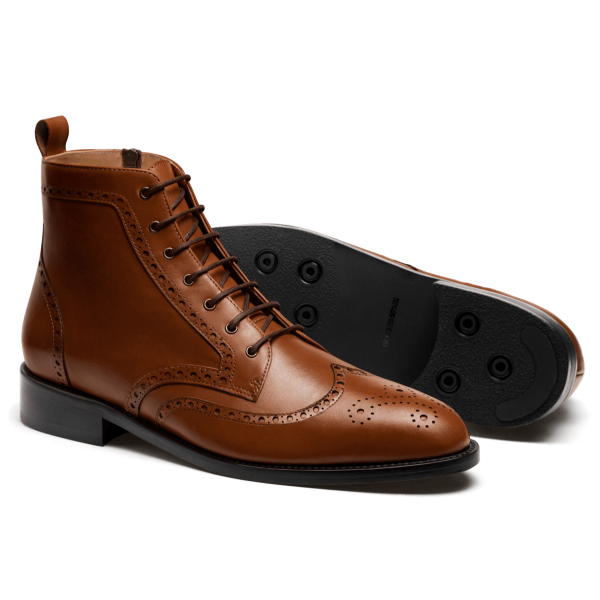 Brogue Men Boots - brown italian calf leather
