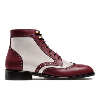 Brogue Boots - oxblood & white italian calf leather