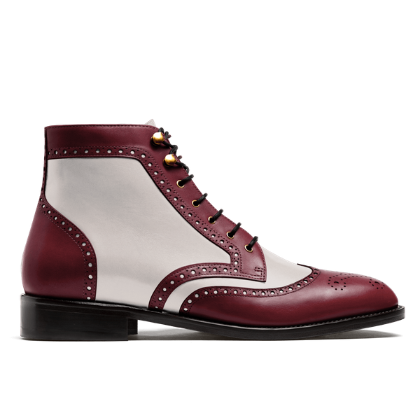 Brogue Boots - oxblood & white italian calf leather