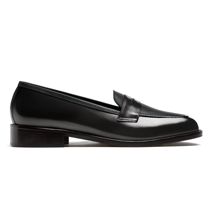 Penny Loafers - black flora leather