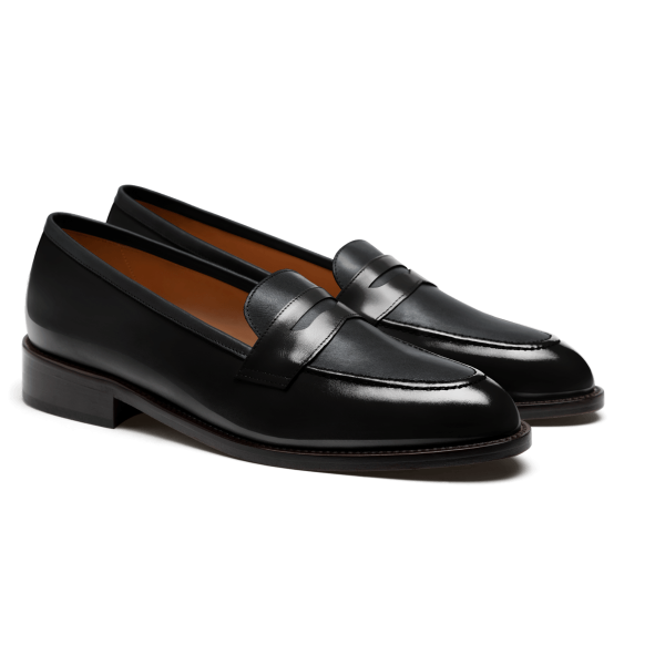 Penny Loafers - black flora leather