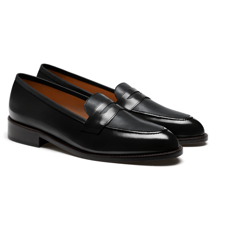 Penny Loafers - black flora leather