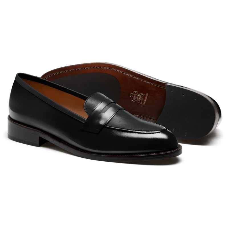 Penny Loafers - black flora leather