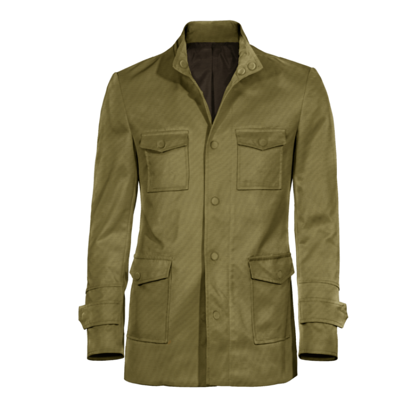 Khaki Brown Field jacket with hidden hood