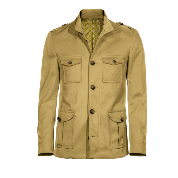 Beige Field jacket with hidden hood