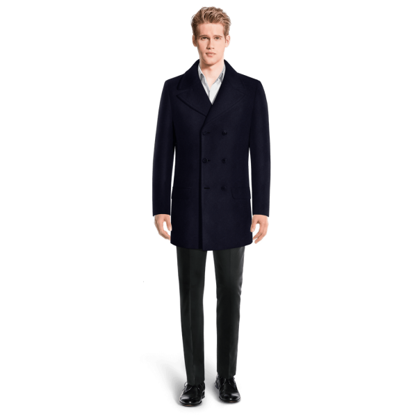 Blue Peacoat with contrasted Buttonthreads