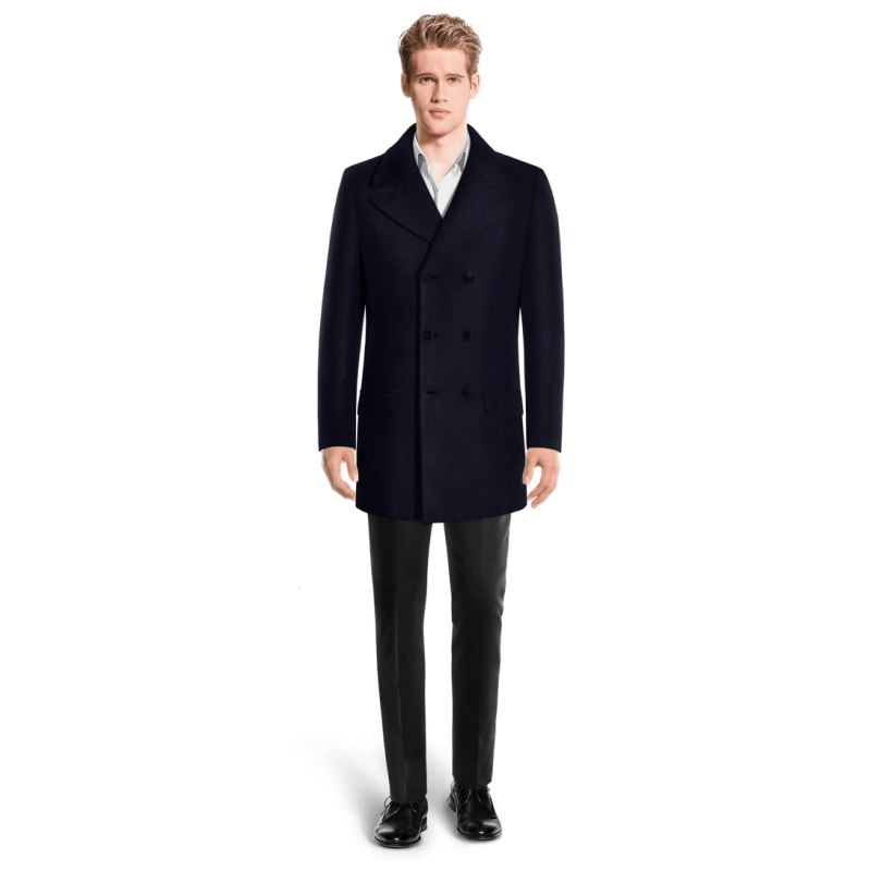 Blue Peacoat with contrasted Buttonthreads