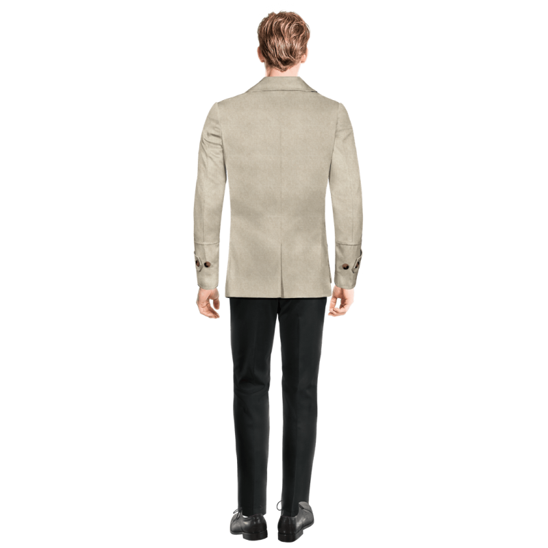 Lightweight beige linen Field jacket with epaulettes
