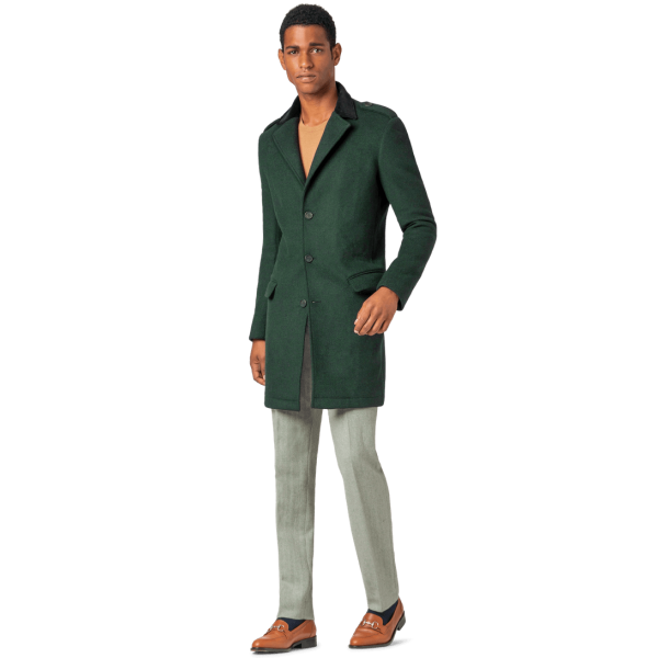 Green Unlined Overcoat with contrasted Collar