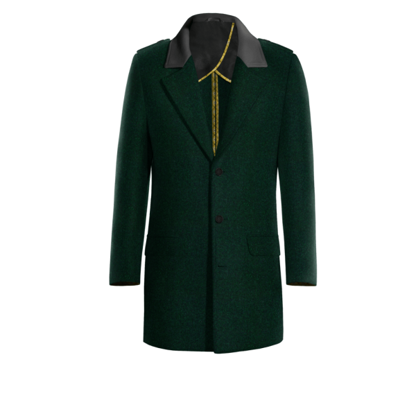 Green Unlined Overcoat with contrasted Collar