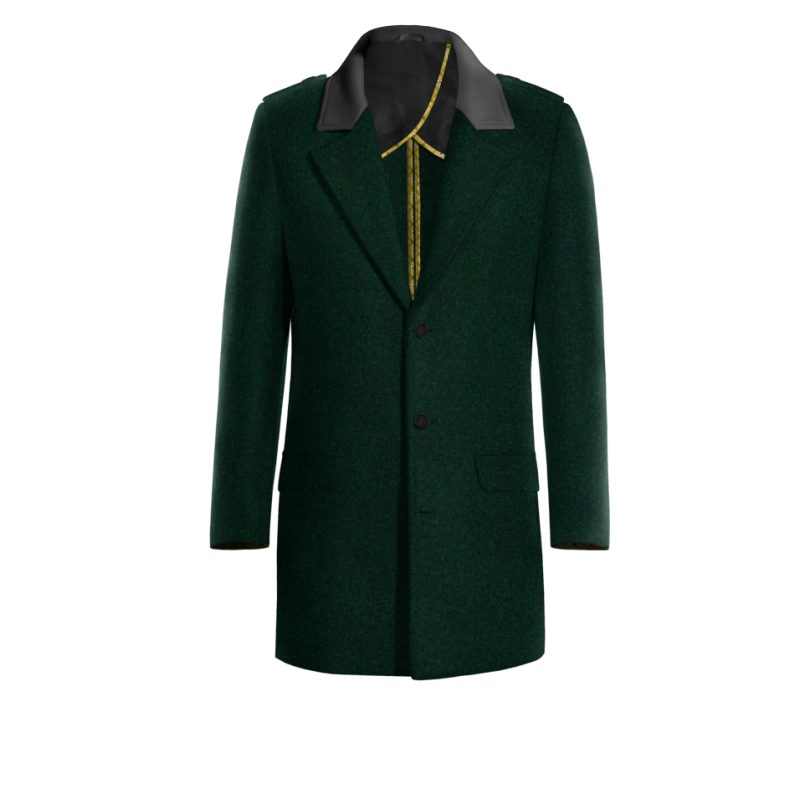 Green Unlined Overcoat with contrasted Collar