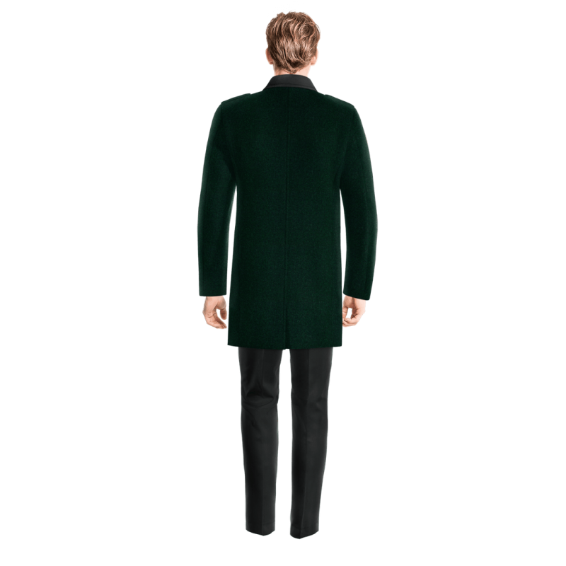 Green Unlined Overcoat with contrasted Collar