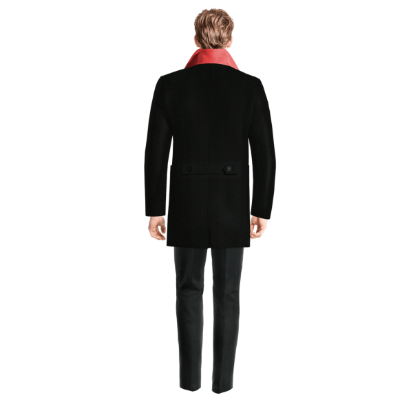 Black Pea Jacket with contrasted Collar