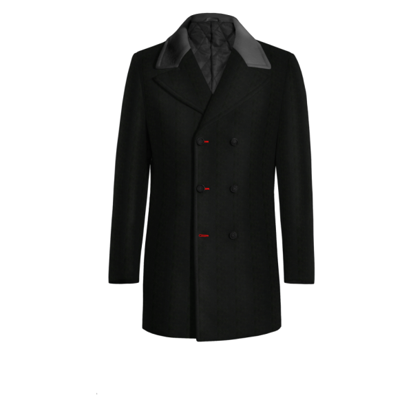 Black Pea Jacket with contrasted Collar