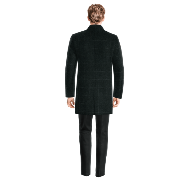 Checked grey Peak Lapel Overcoat