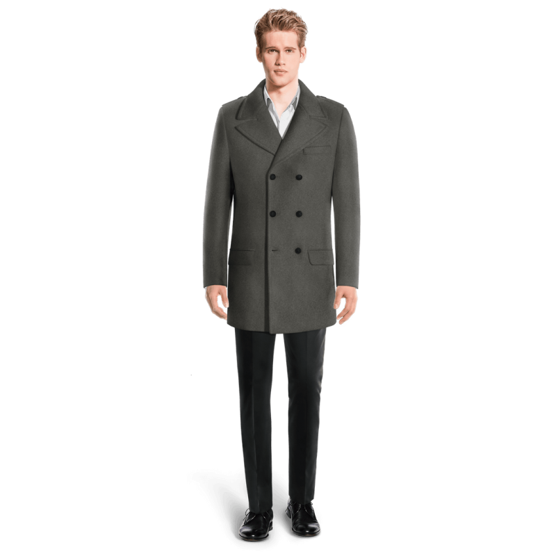 Grey Peacoat with epaulettes