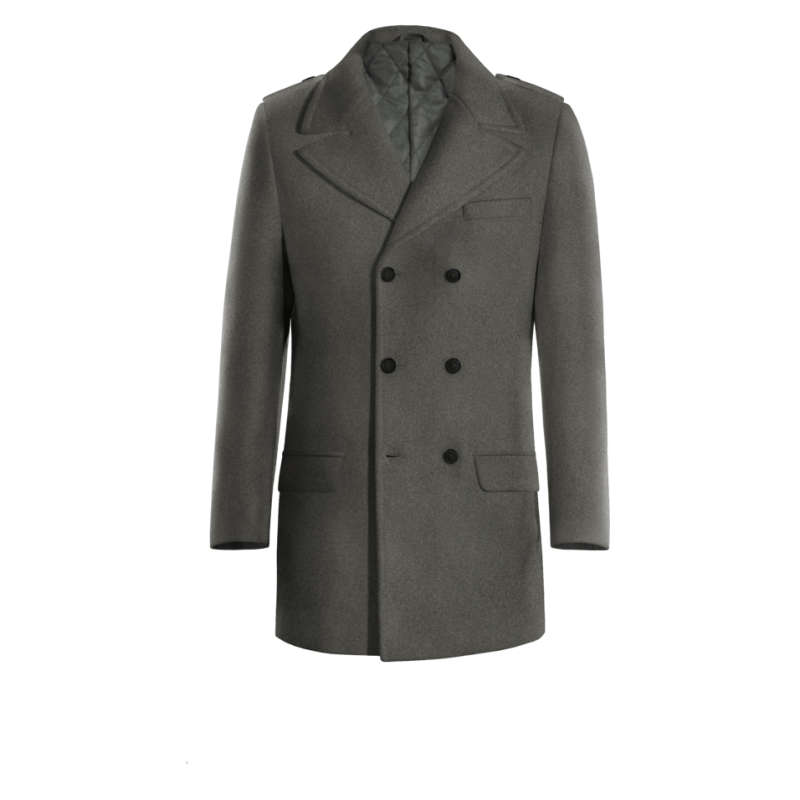 Grey Peacoat with epaulettes