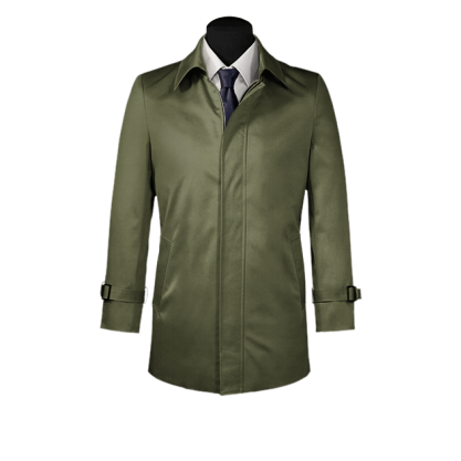 Green single-breasted mac coat