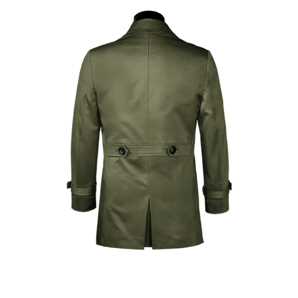 Green single-breasted mac coat