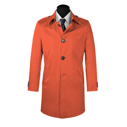 Red single-breasted car coat with epaulettes
