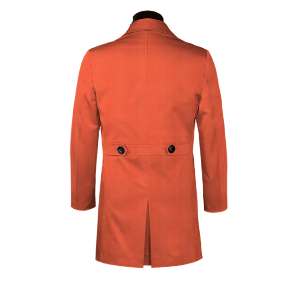 Red single-breasted car coat with epaulettes